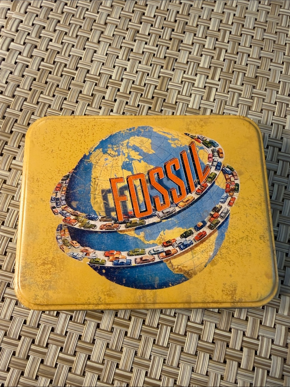 Gift Vintage Fossil Collector’s Tin Only “Around the World" or "Worldwide" Tin